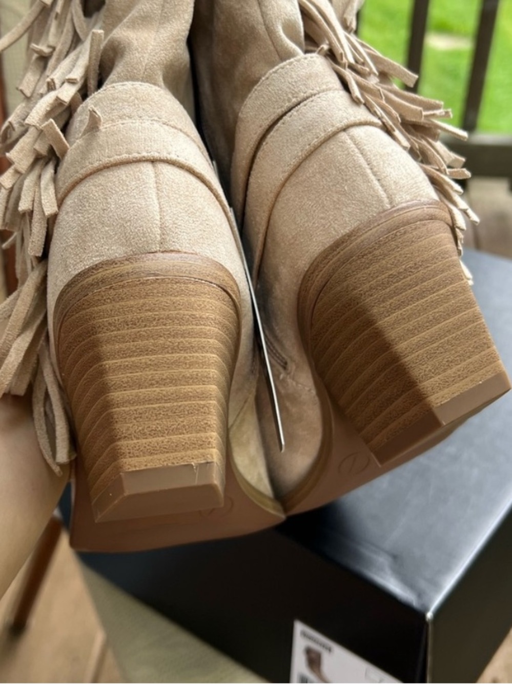 NWT! Madden NYC Sand Ankle Boots with Accent Fringe Women's Size 11 Suede Look - Picture 5 of 16